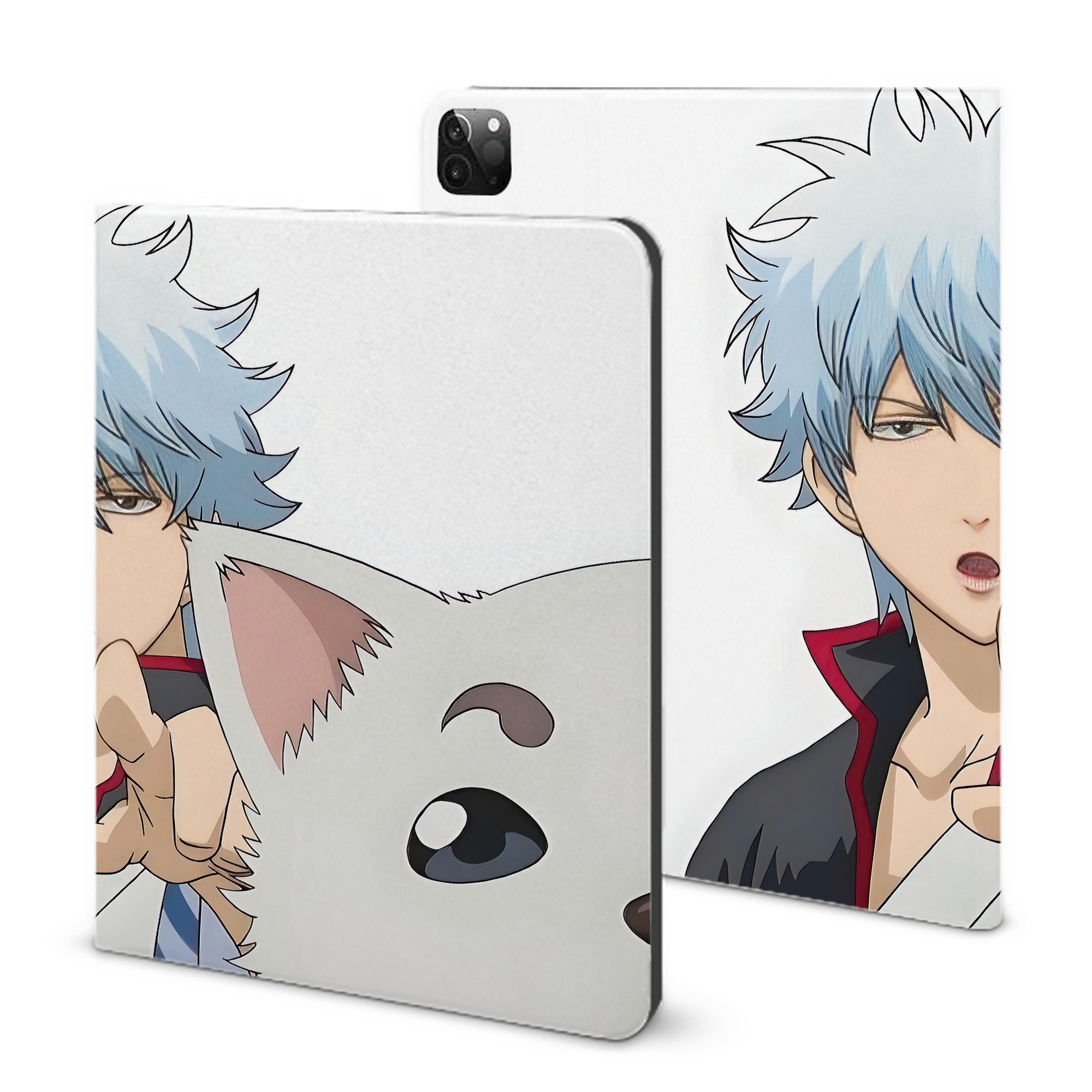 （画像用） ぎんたま 坂田銀時（さかたぎんとき） 神楽 志村新八（しむら しんぱち） GINTAMA Sakata Gintoki Kagura Shimura Shinpachi IPadケース ペンホルダー付き ブックスタイルデザイン